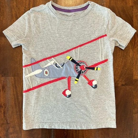 Mini Boden Boys Grey, Red, Blue Airplane T-shirt, Tee, Size 5-6 - Picture 2 of 5